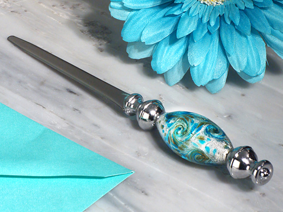 Murano Silver And Teal Letter Opener